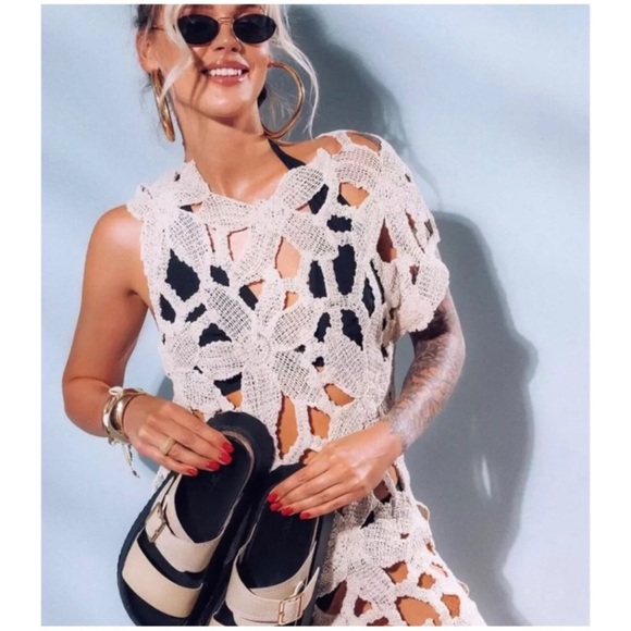 🦋 Bloggers Favorite 🦋 NWT Zara Asymmetric Crochet Dress Size M - Picture 8 of 12